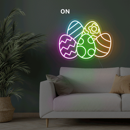 Colorful Eggs Easter Neon Sign