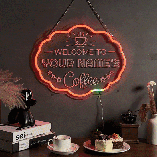Multicolor Personalized Neon Sign for Coffee Shops