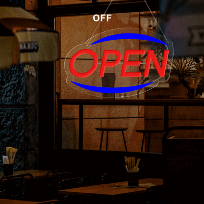 Oval Neon "Open" Sign