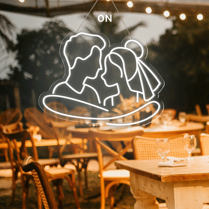 Cuddling Couple Shape Neon Sign