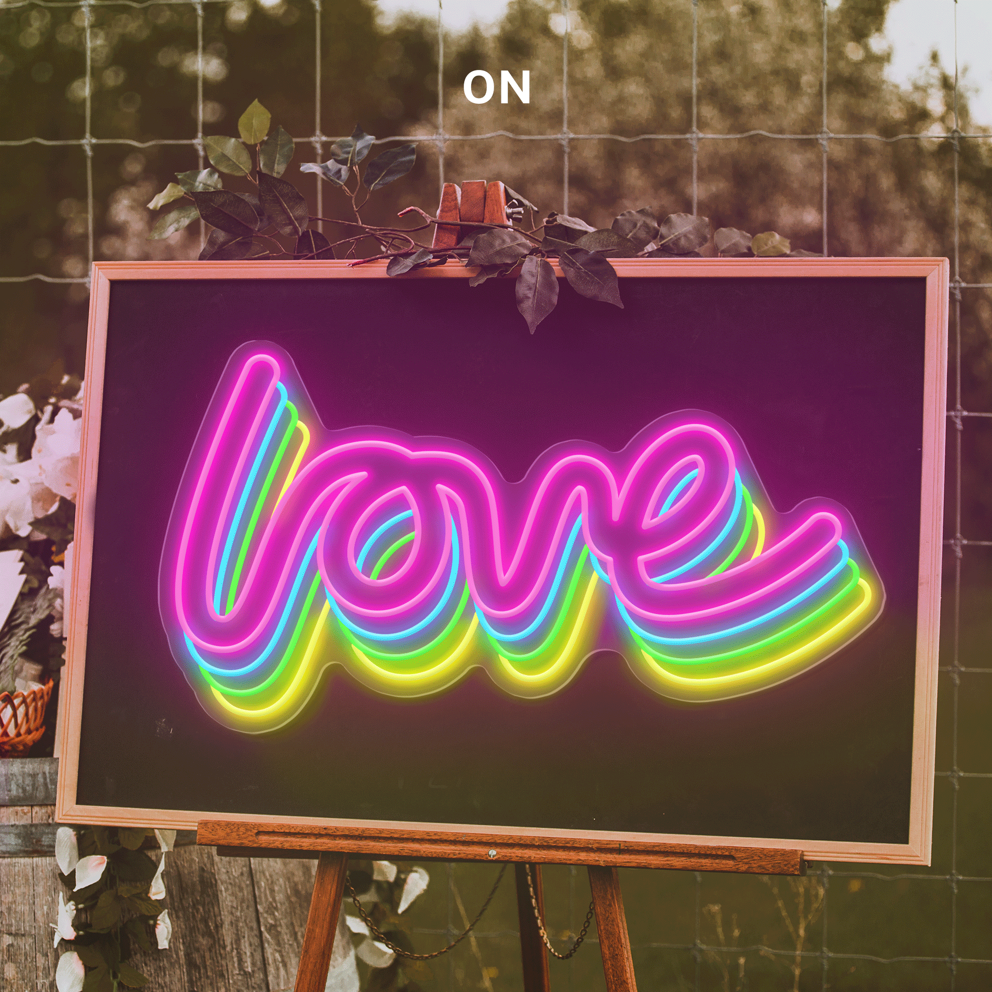 Polychrome "love" Word Neon Sign