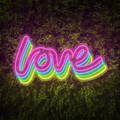 Polychrome "love" Word Neon Sign for Valentine's Day