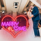 "Marry Me" Words Heart Neon Sign