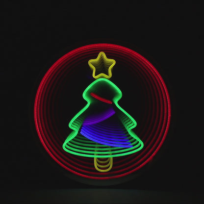 Christmas Tree Star Infinity Mirror LED Sign