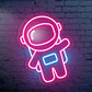 Waving Astronaut Cute Space Neon Sign for Room