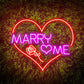 "Marry Me" Words Heart Neon Sign