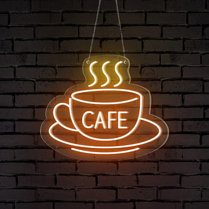 "CAFE" Word Hot Cup Neon Sign