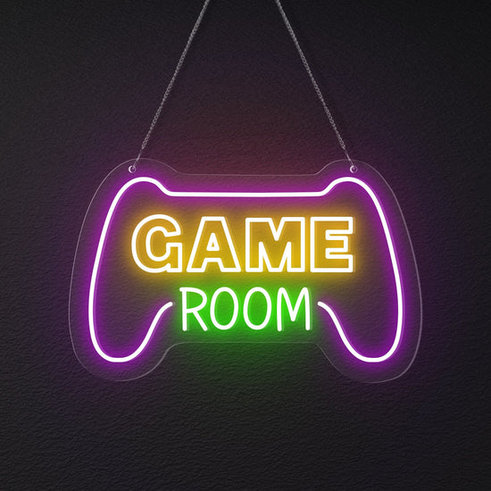 "GAME ROOM" Words Console Controller Neon Sign