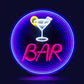 "BAR" Word Cocktail Glass Infinity Mirror Neon Sign