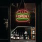 "OPEN" Word Neon Sign for Burger Shop