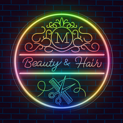 Multicolor Personalized Name Neon Sign for Barber Shop