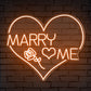 "Marry Me" Words Heart Neon Sign