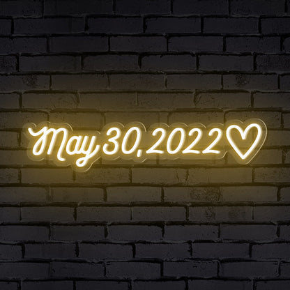 "Date" & Heart Personalized Neon Sign