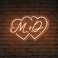 Couple Initials Heart Shapes Personalized Neon Sign