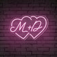 Couple Initials Heart Shapes Personalized Neon Sign