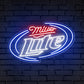 “Miller Lite” Words Brackets Neon Bar Sign