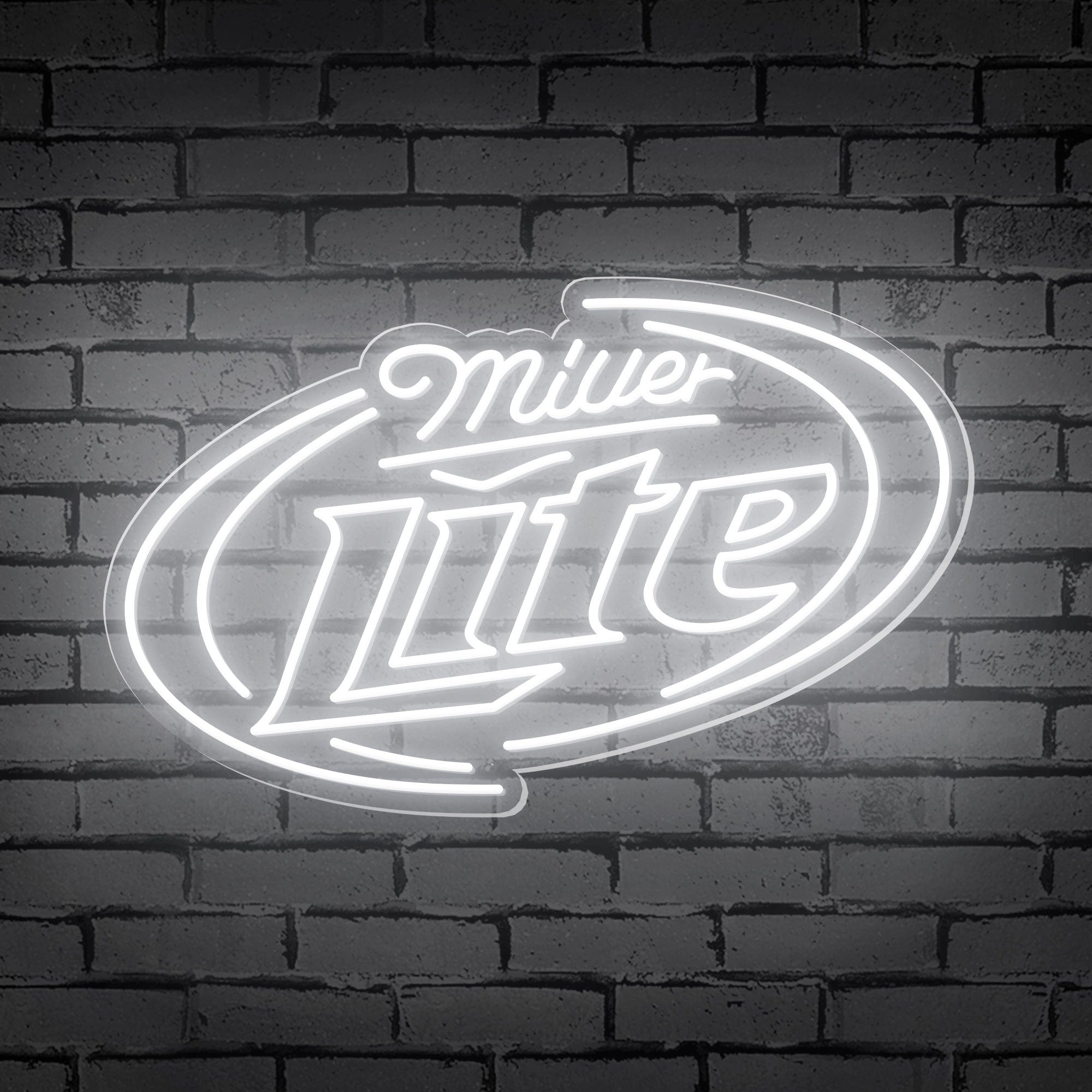 "Miller Lite" Words Brackets Neon Bar Sign