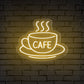 "CAFE" Word Hot Cup Neon Sign