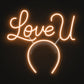 "Love U" Headband Neon Sign