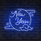 "New Year" Clouded Moon Festive Neon Sign