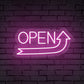 Up Arrow Symbol Neon "OPEN" Sign