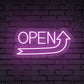Up Arrow Symbol Neon "OPEN" Sign