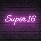 "Super" Number Personalized Neon Birthday Sign