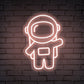 Waving Astronaut Cute Space Neon Sign for Room